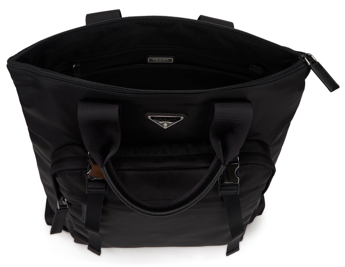 Tote bag in re-nylon and Saffiano leather BAGS