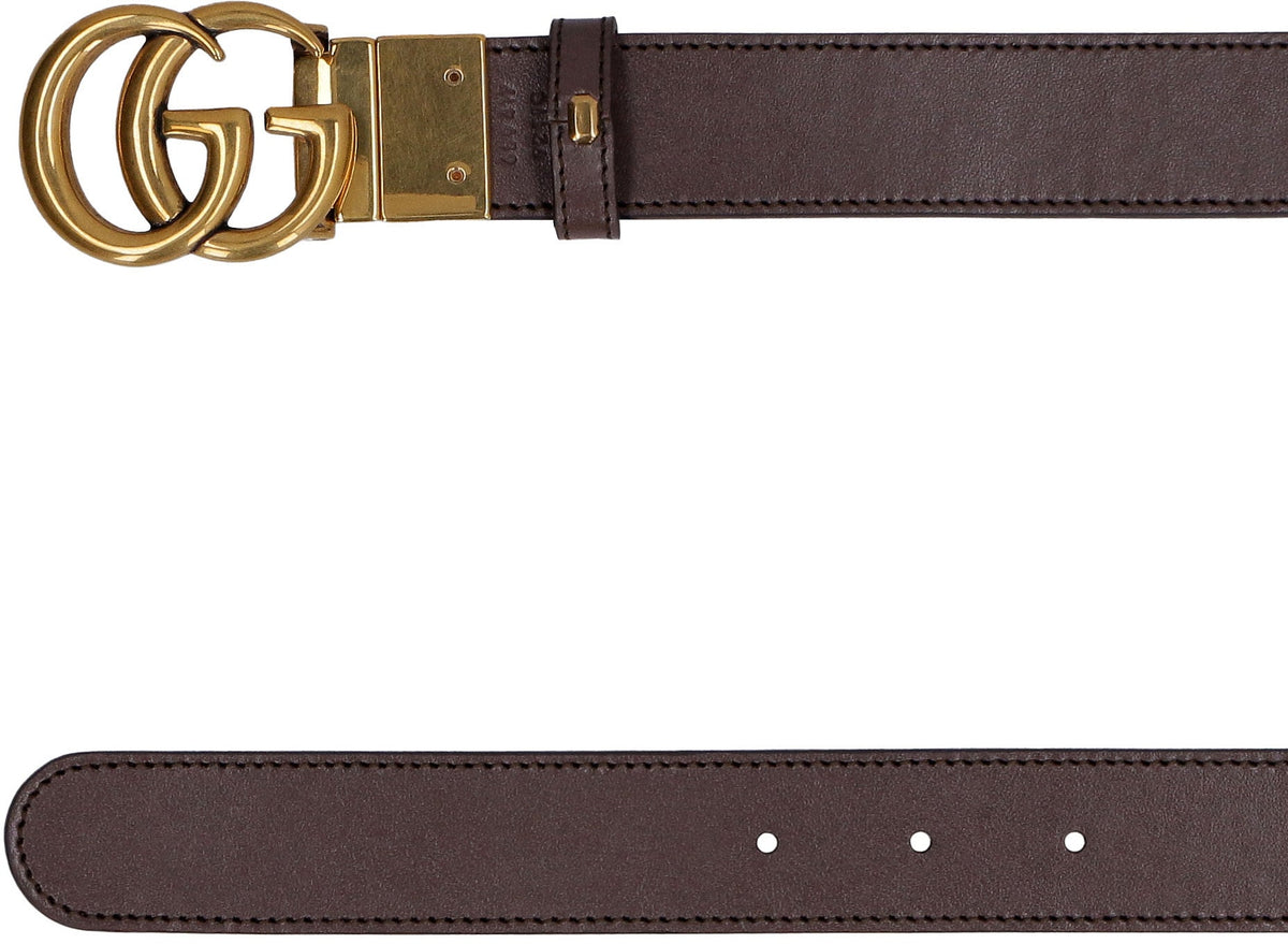 Gucci Leather and GG supreme fabric reversible belt