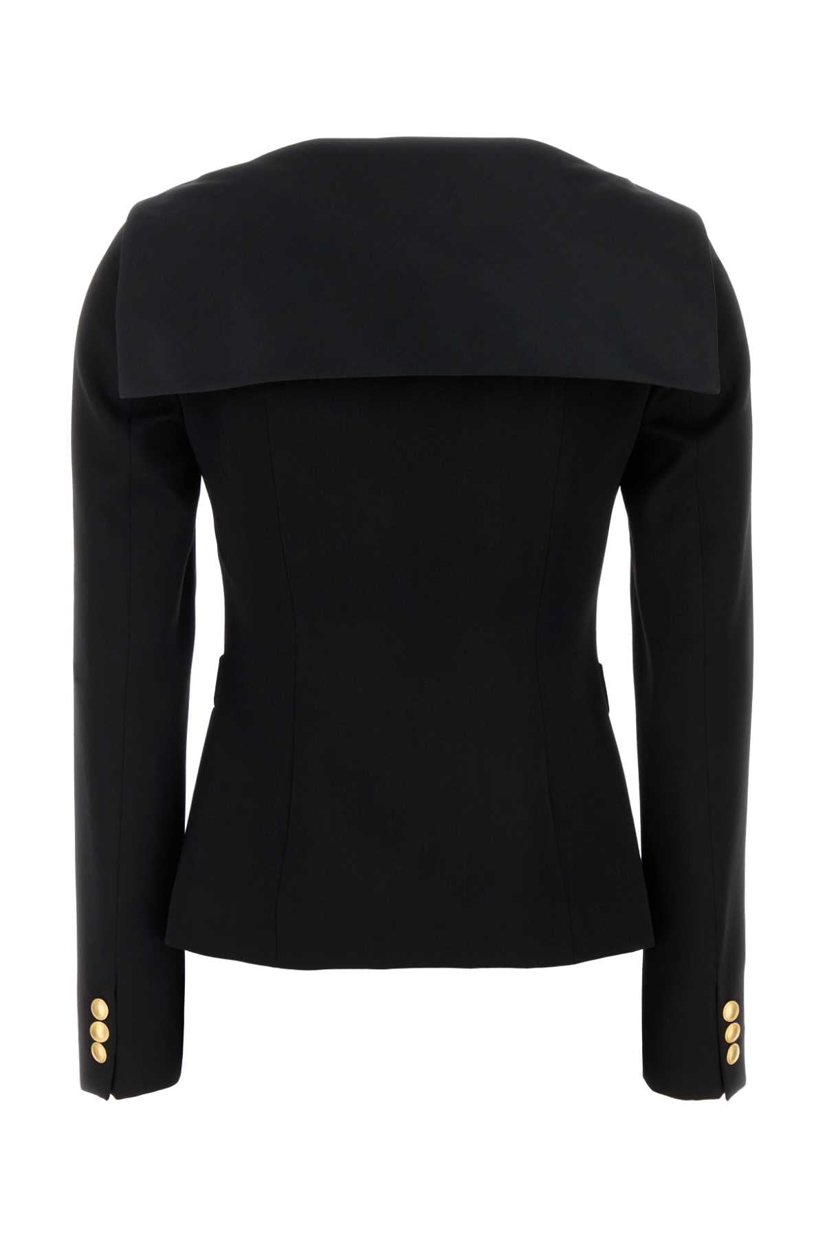 WOOL SATIN JACKET WITH MIKADO COLLAR BLAZERS AND VESTS