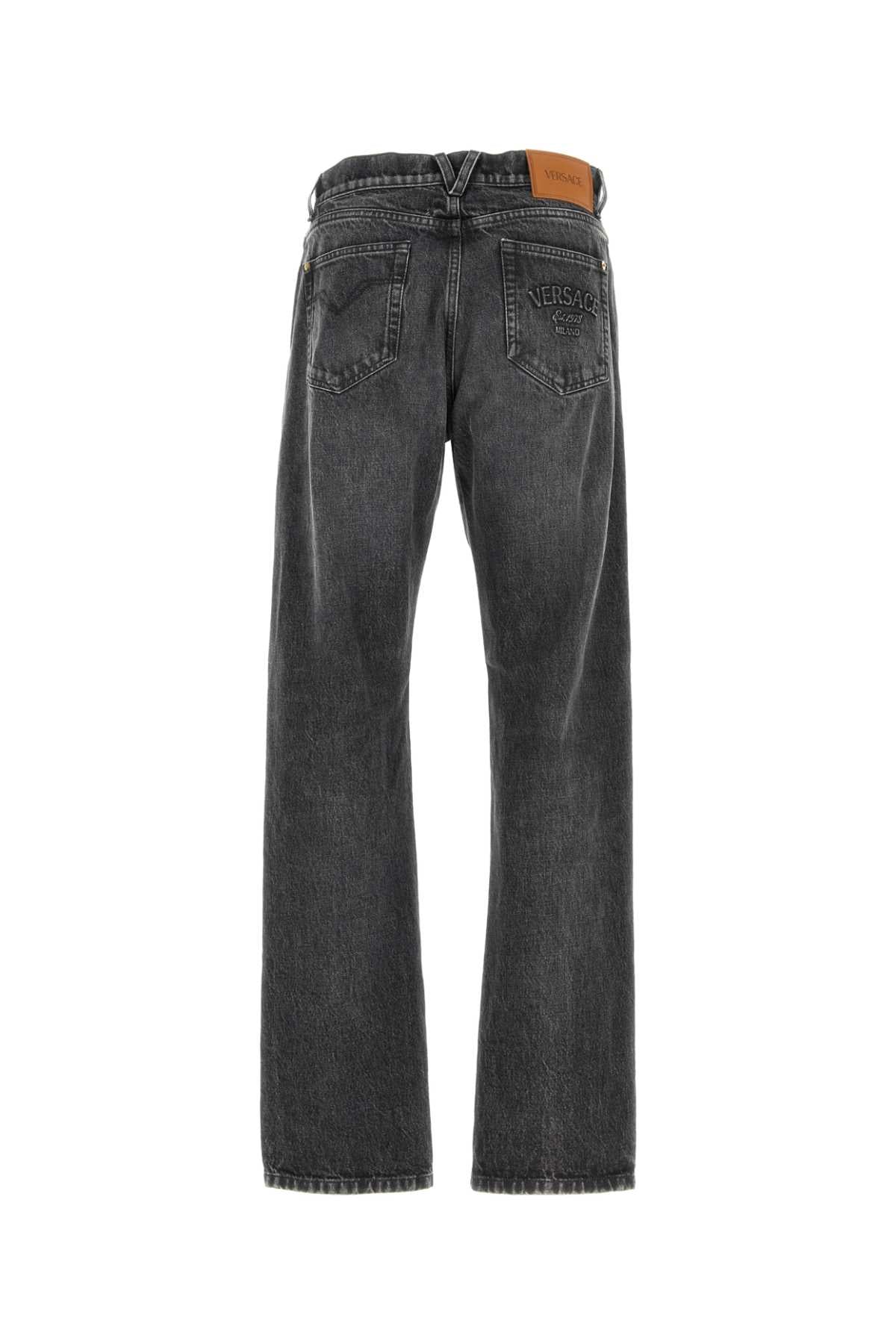 PANT DENIM STONE WASH BLACK DENIM FABRIC + EMBOSSE JEANS
