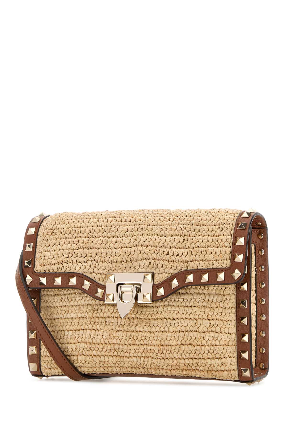 Valentino Garavani Small shoulder bag | rockstud | crochet rafia/vit.