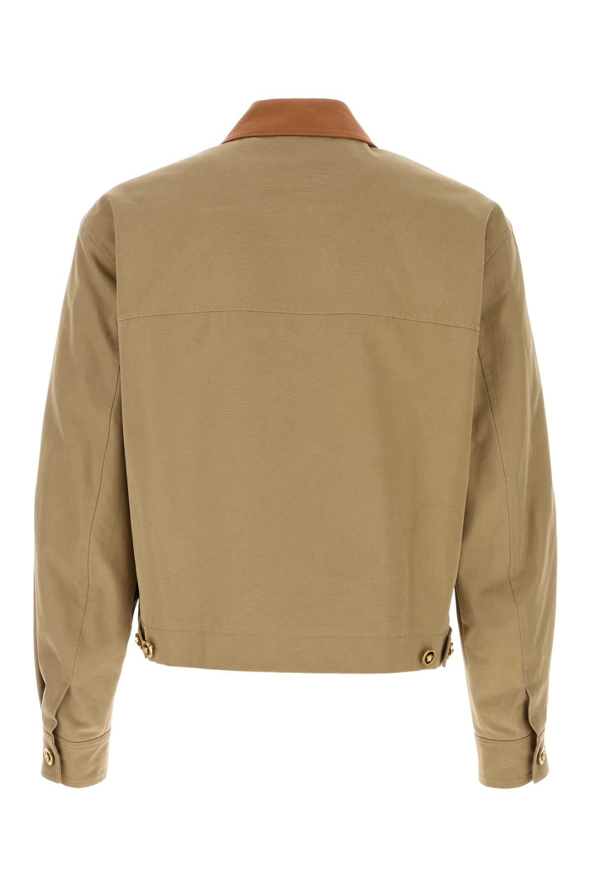 Versace Blouson cotton canvas fabric + leather contrast