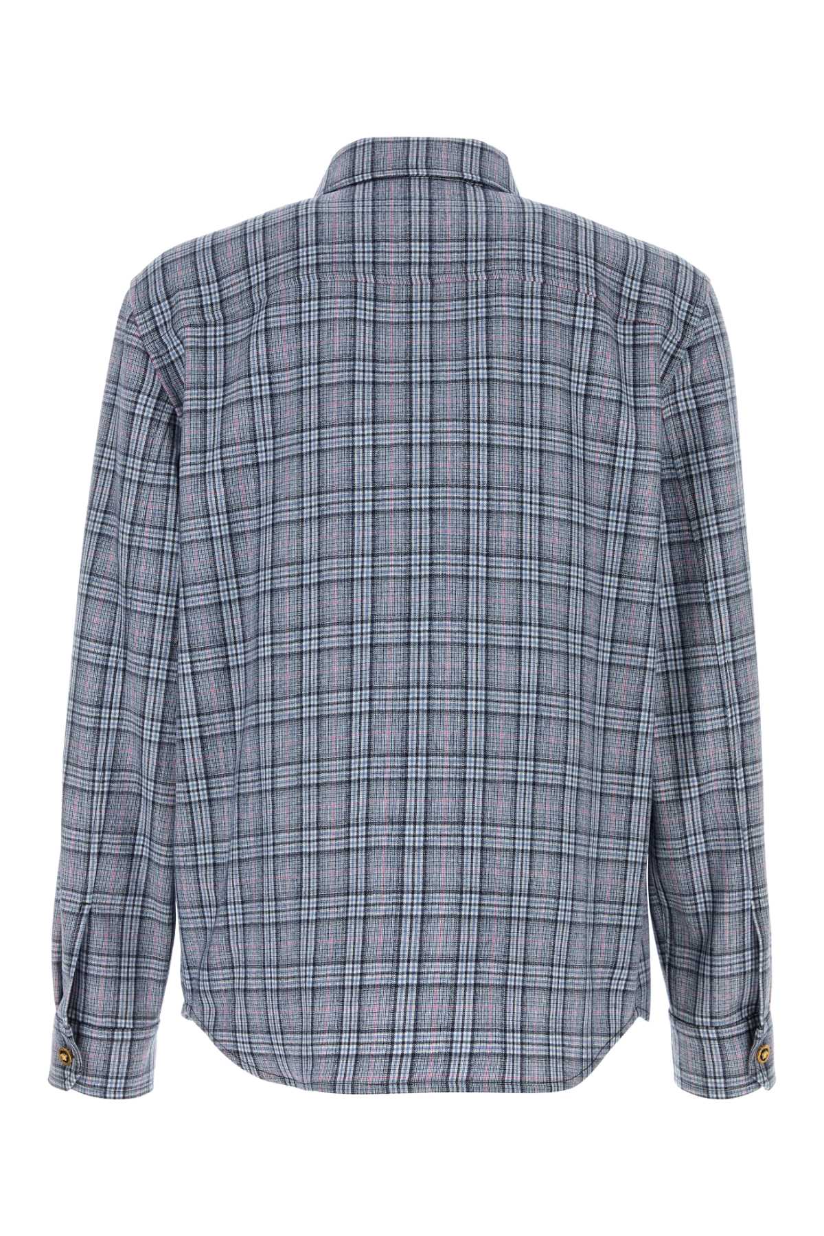 Versace Blouson check wool flannel with versace embroidery