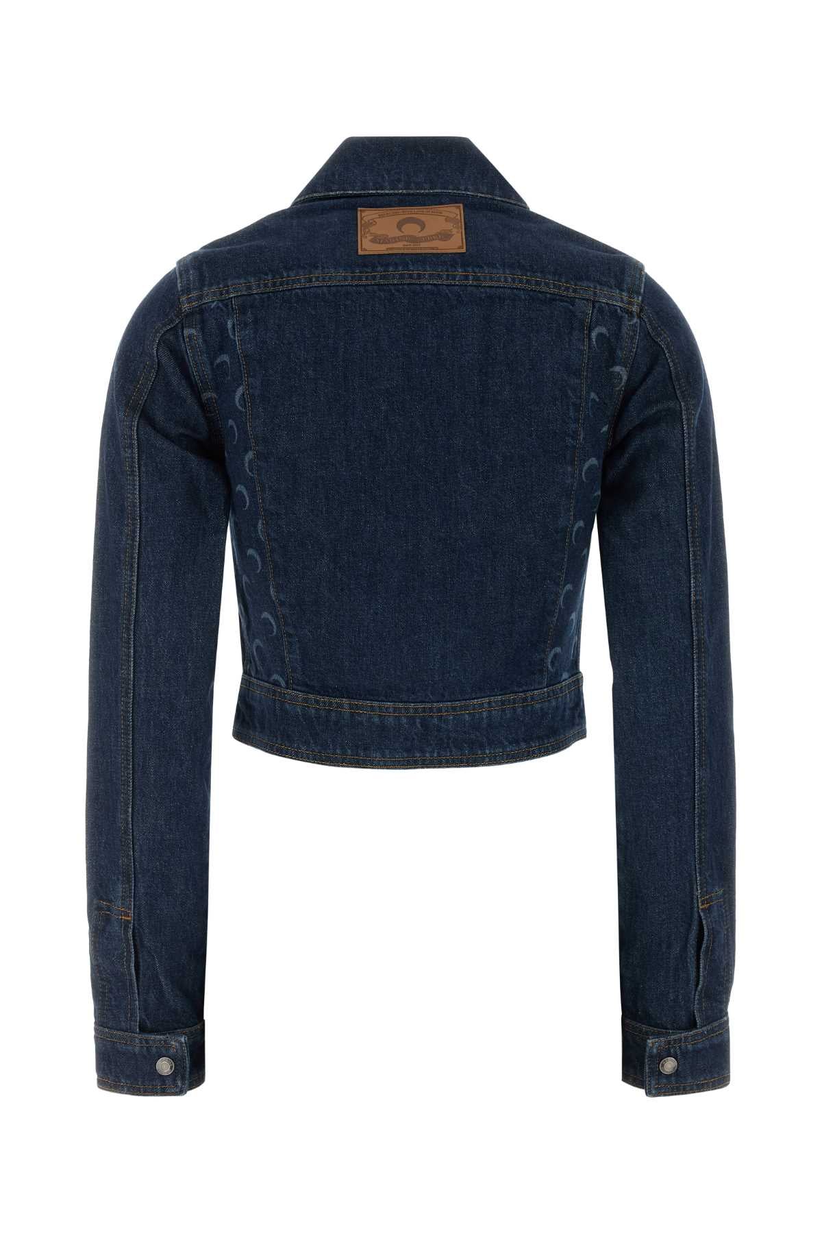 Marine Serre Midnight blue denim trucker jacket