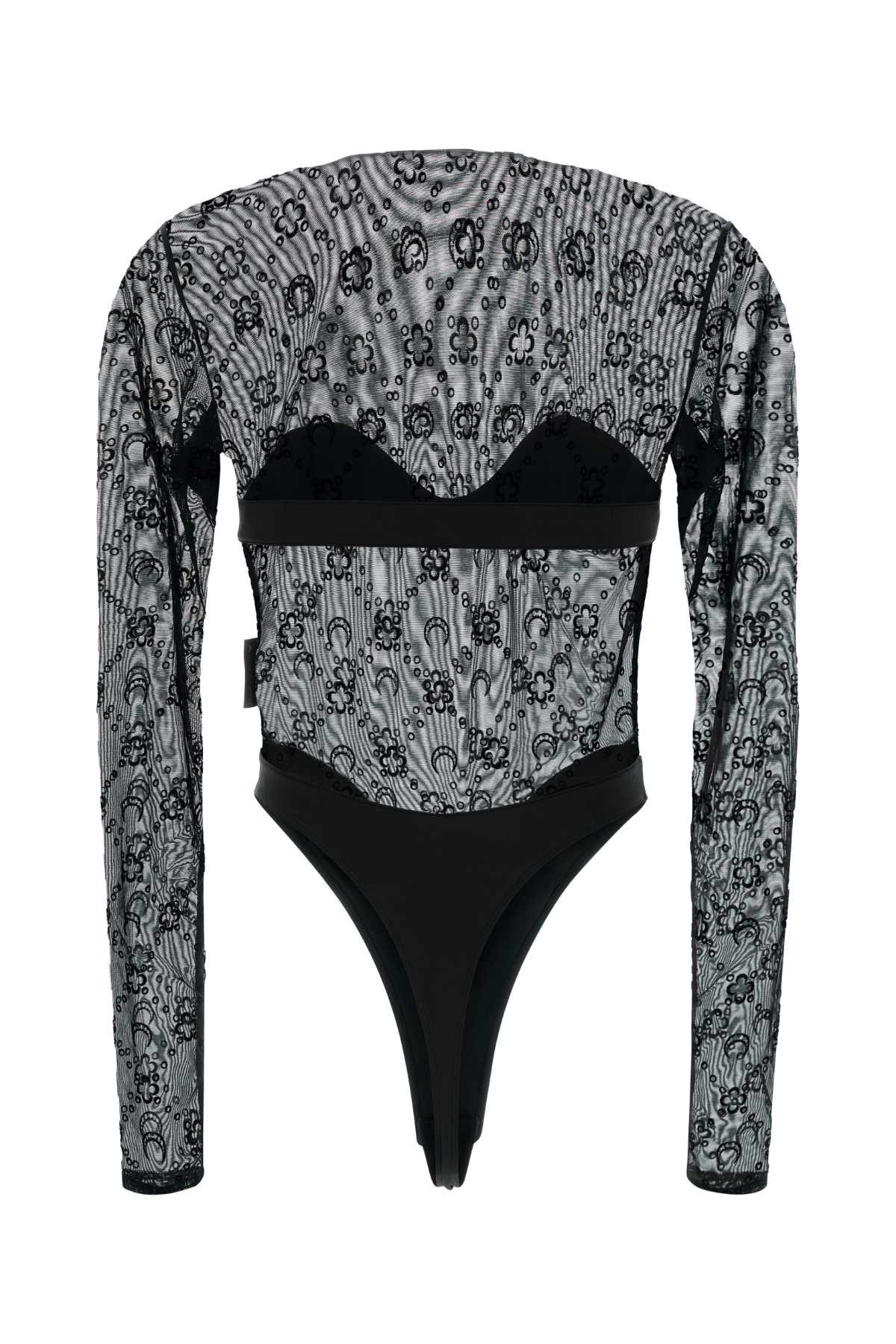 Marine Serre Moonogram mesh flock ls bodysuit top