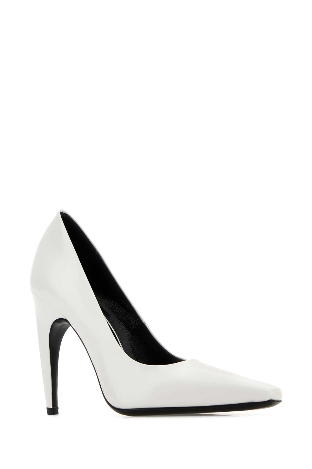FAME PUMP IN WHITE BRUSHED LEATHER PUMPS