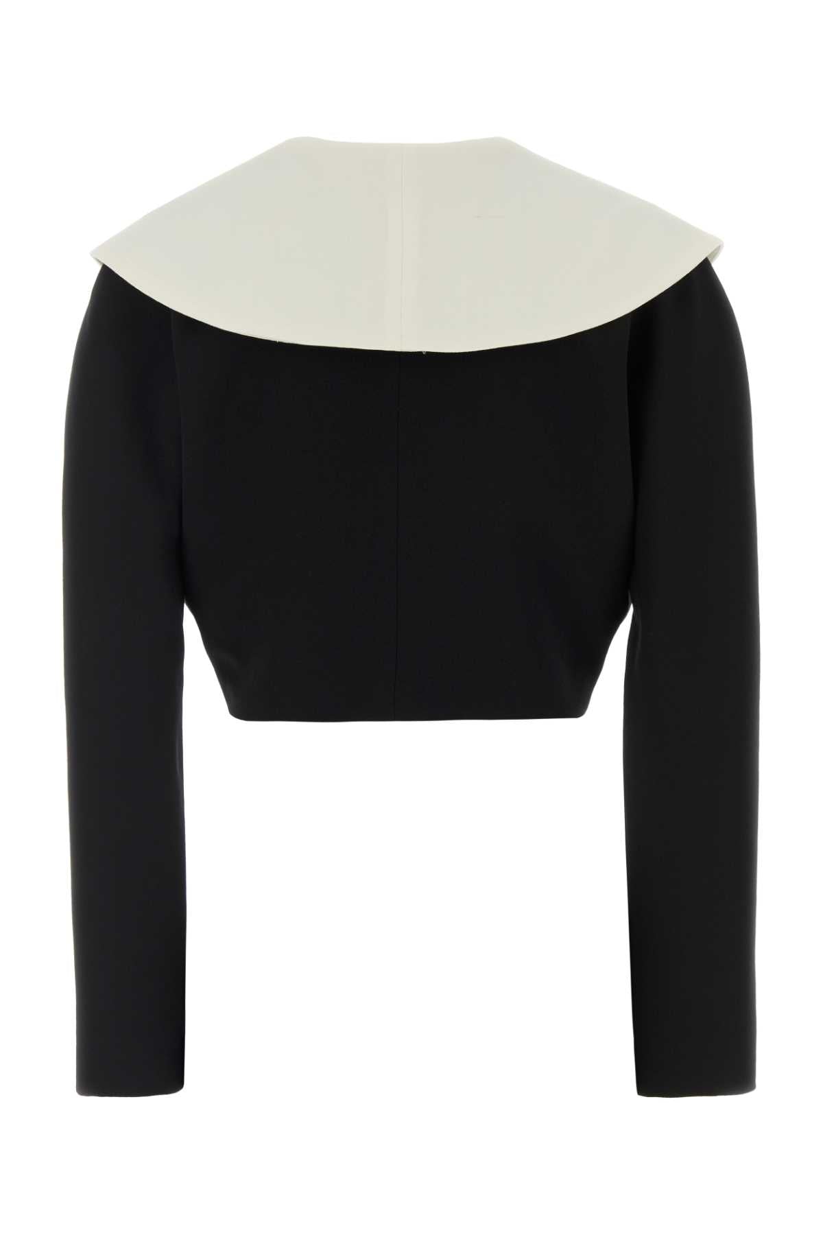 WOOL CREPE CROP DOUBLE BREASTED JACKET BLAZERS AND VESTS