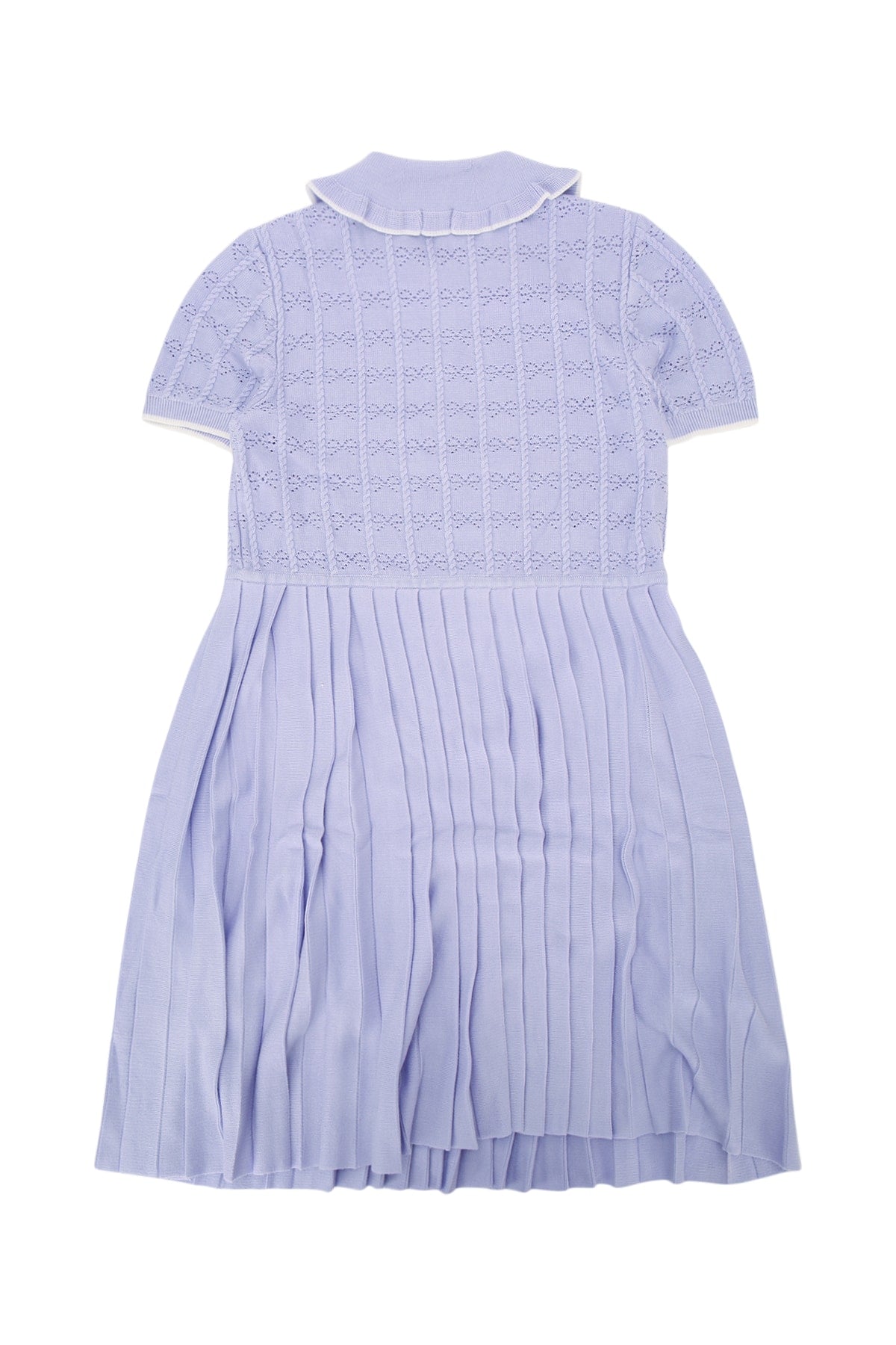 LILAC PLEATED POINTELLE KNIT DRESS DRESSES