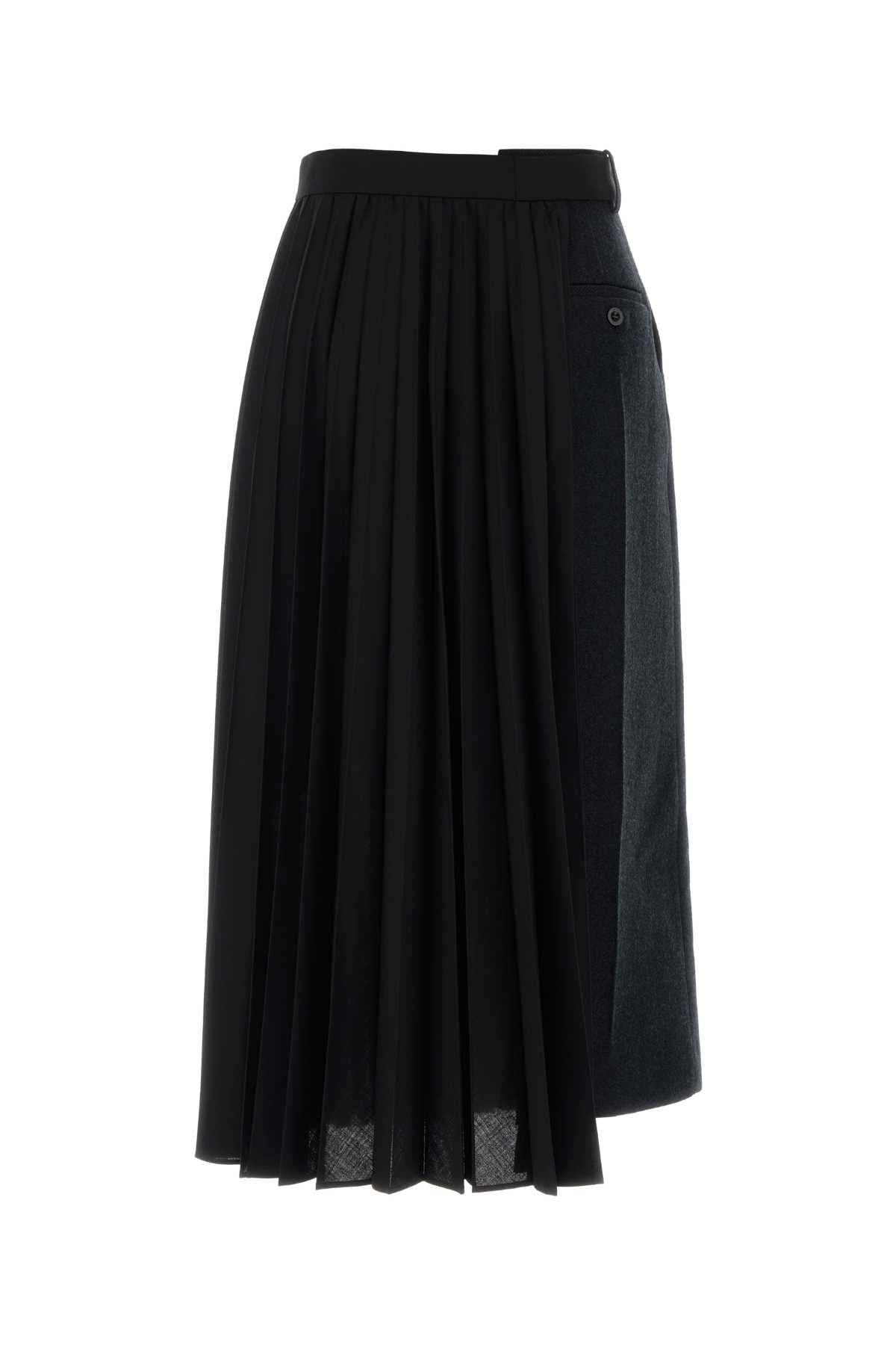 DOUBLE-FACED HERRINGBONE X SUITING SKIRT SKIRTS