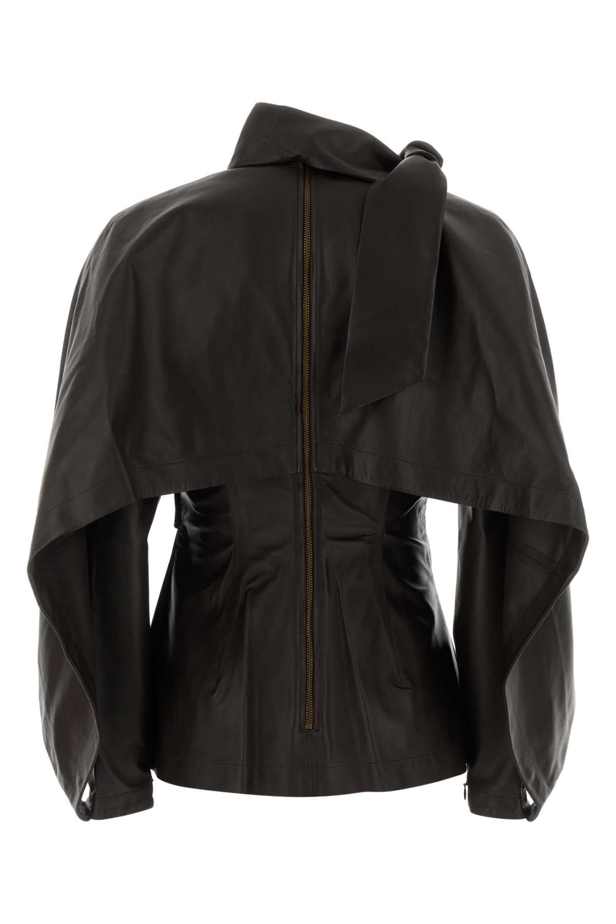VALIANT DRAPED LEATHER TOP TOPS