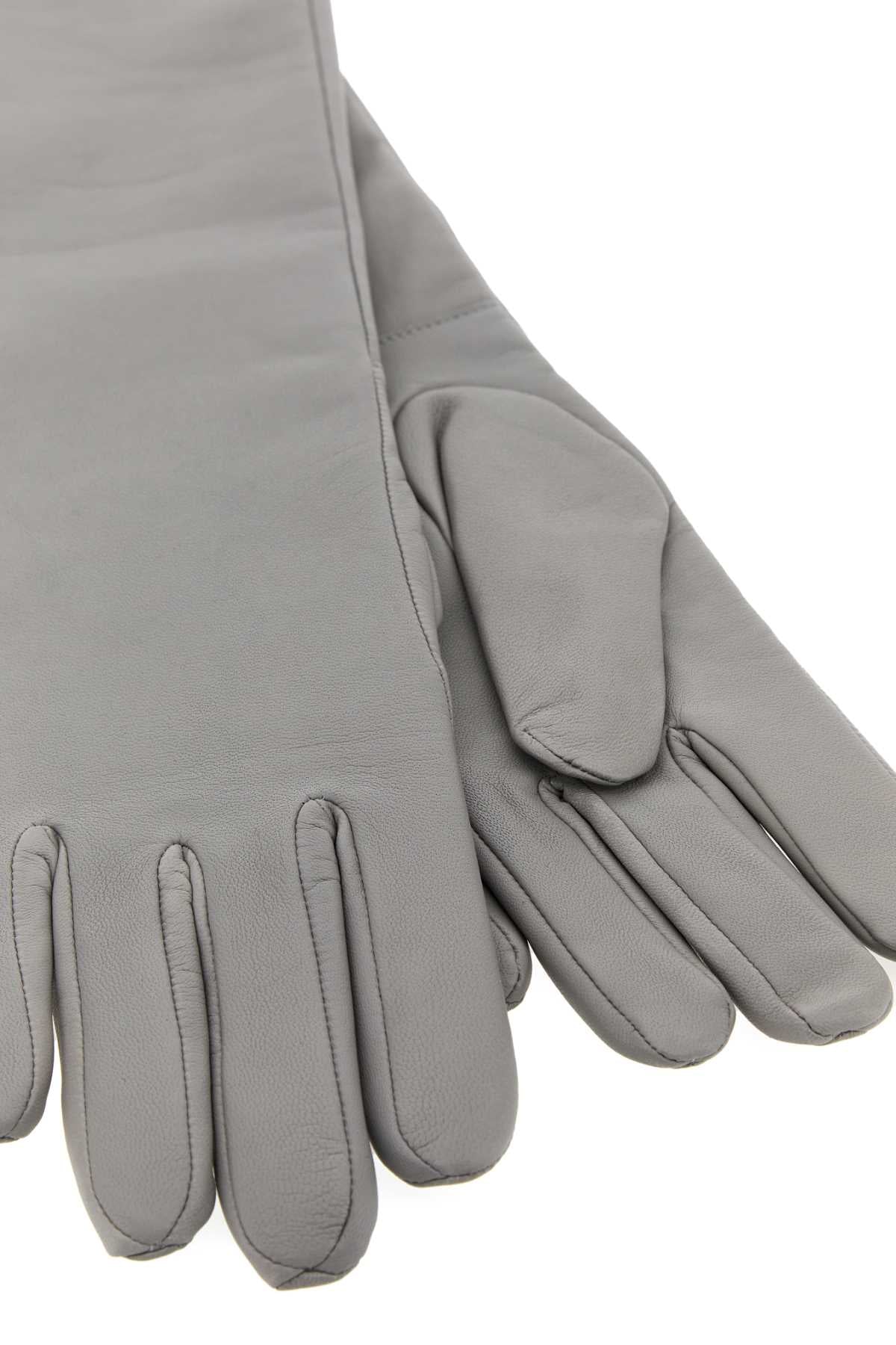 VENETO LONG LEATHER GLOVES - GREY GLOVES