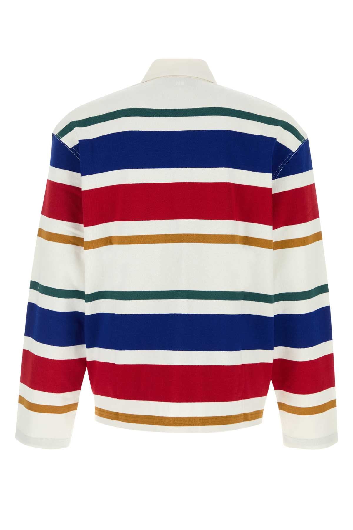 STRIPEDPOLOWITHAMIBOUCLETTEOVALPATCH POLO