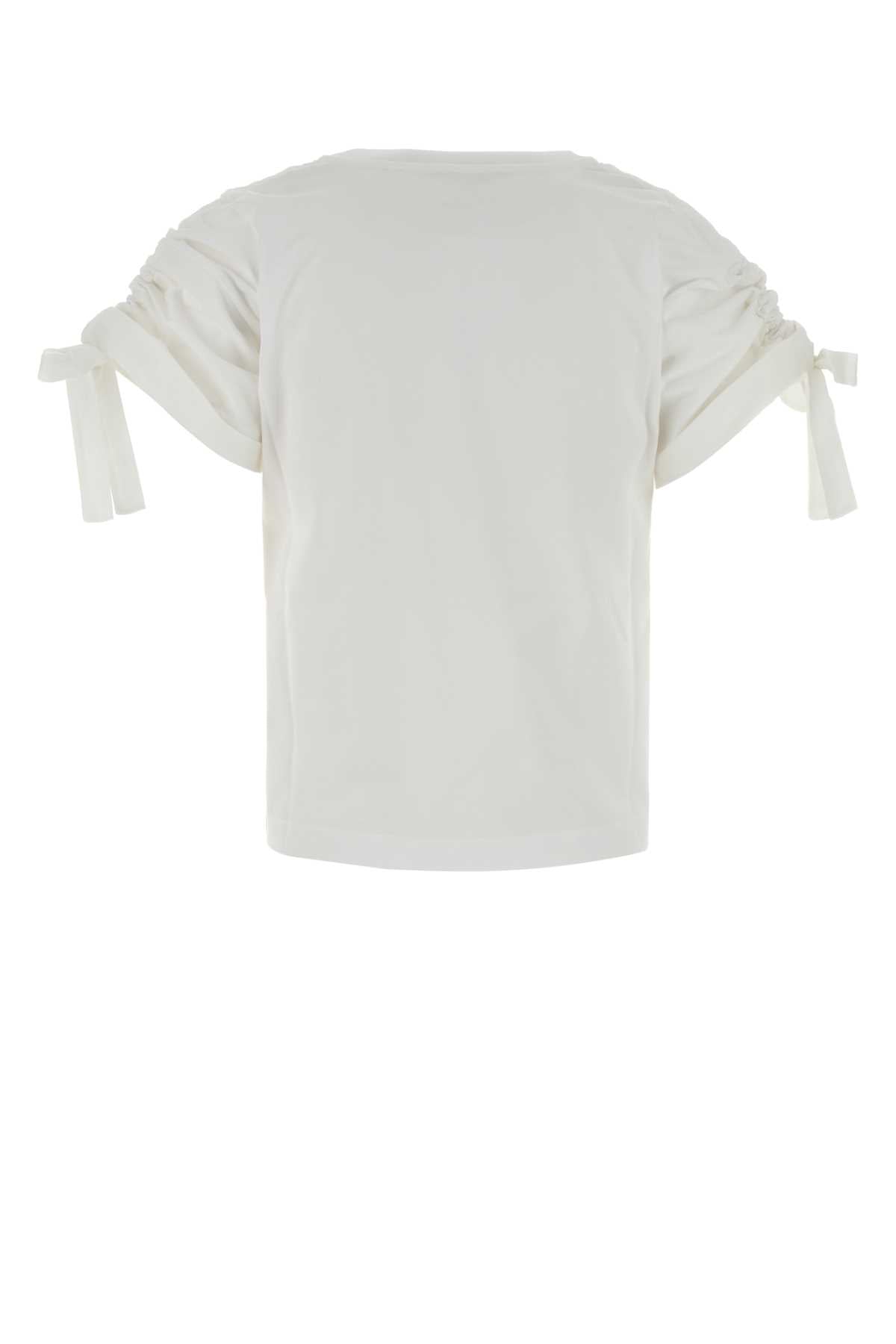 GATHERED SHOULDER T-SHIRT WITH BOWS T-SHIRTS