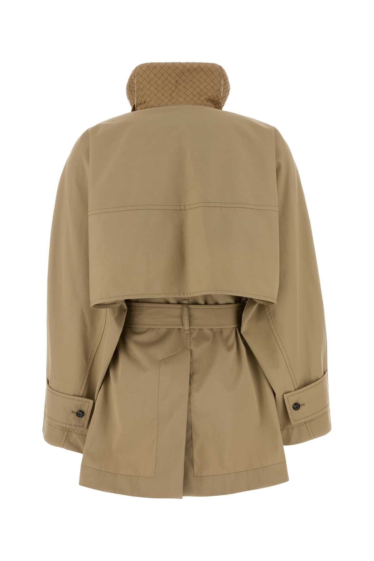SHORT TRENCH LEATHER COLLAR INTRECCIO TRENCH COATS