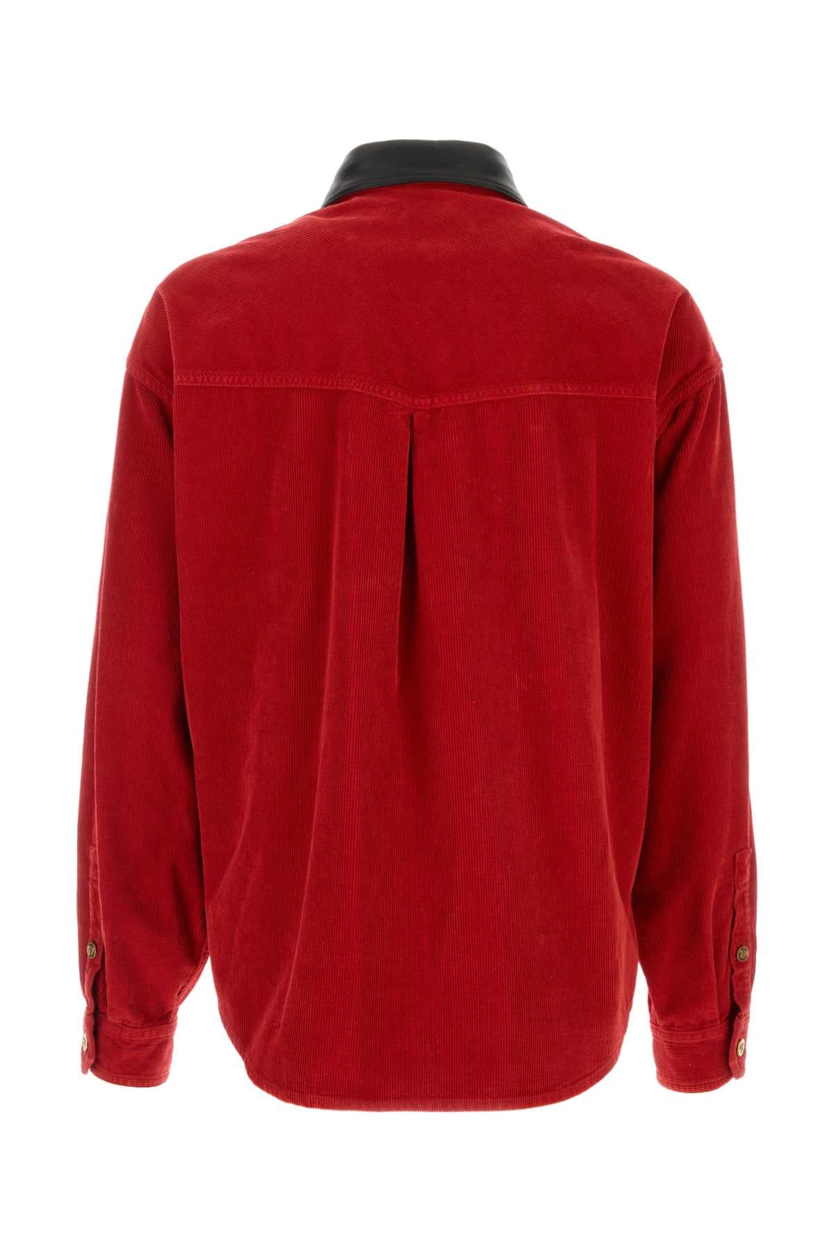 SHIRT DENIM GARMENT-DYED VELVET FABRIC WITH LEATHE SHIRTS