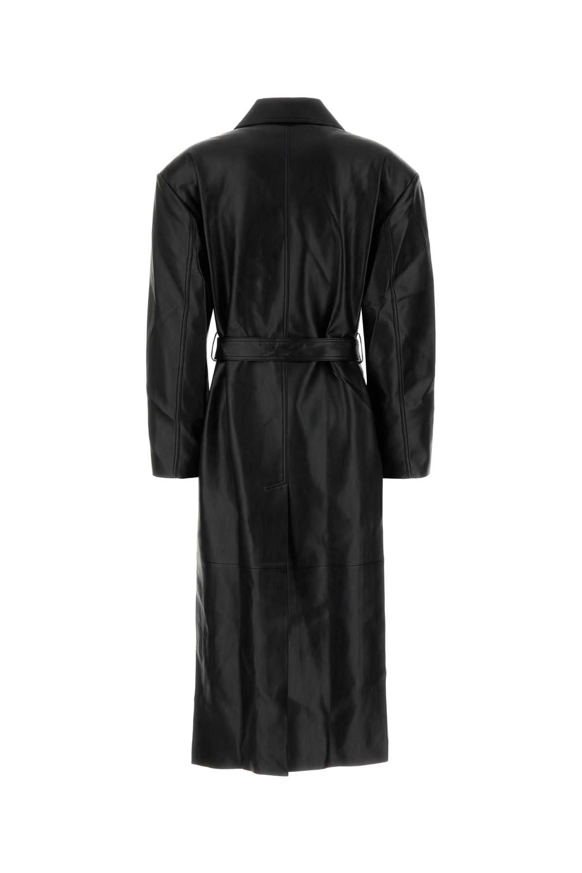 TINA FAUX LEATHER TRENCH COAT - BLACK TRENCH COATS
