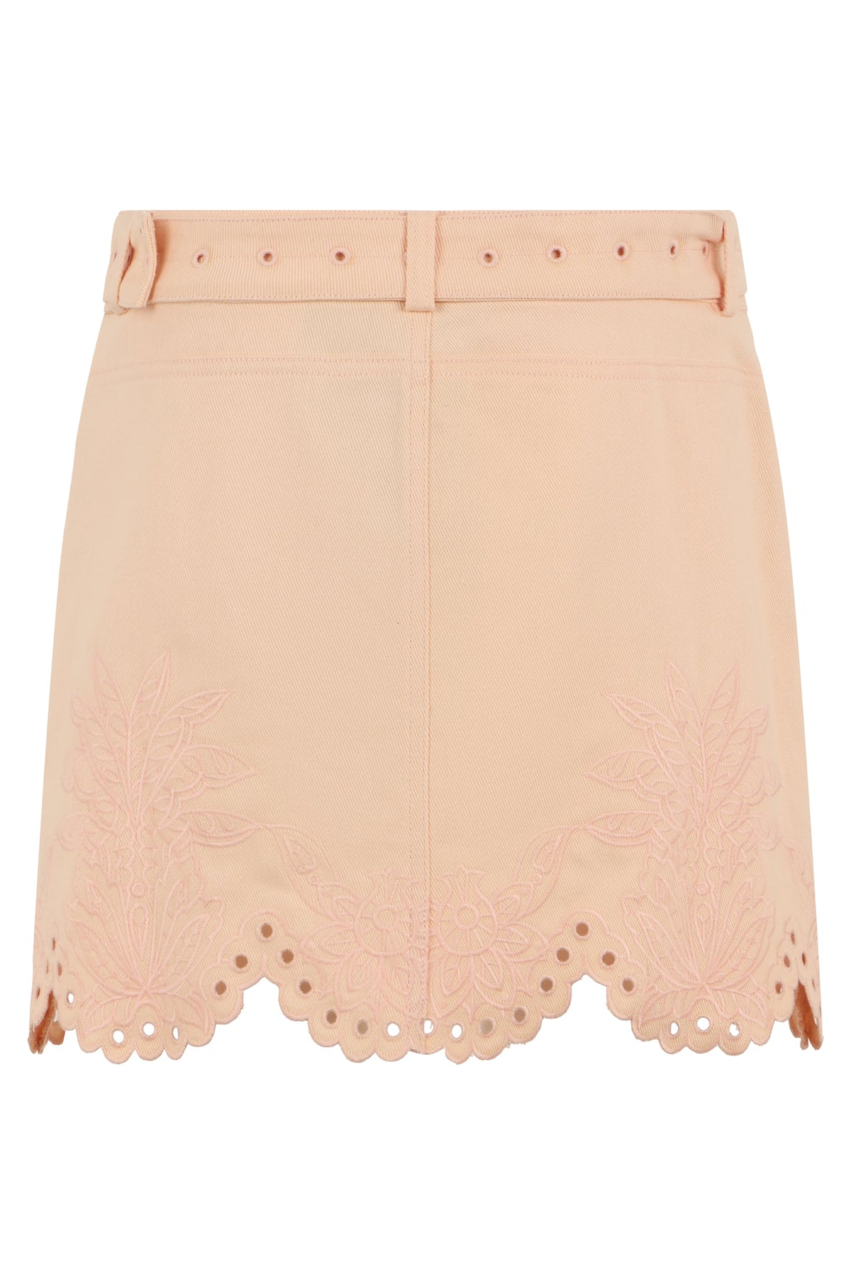 Short denim skirt with perforations RTW