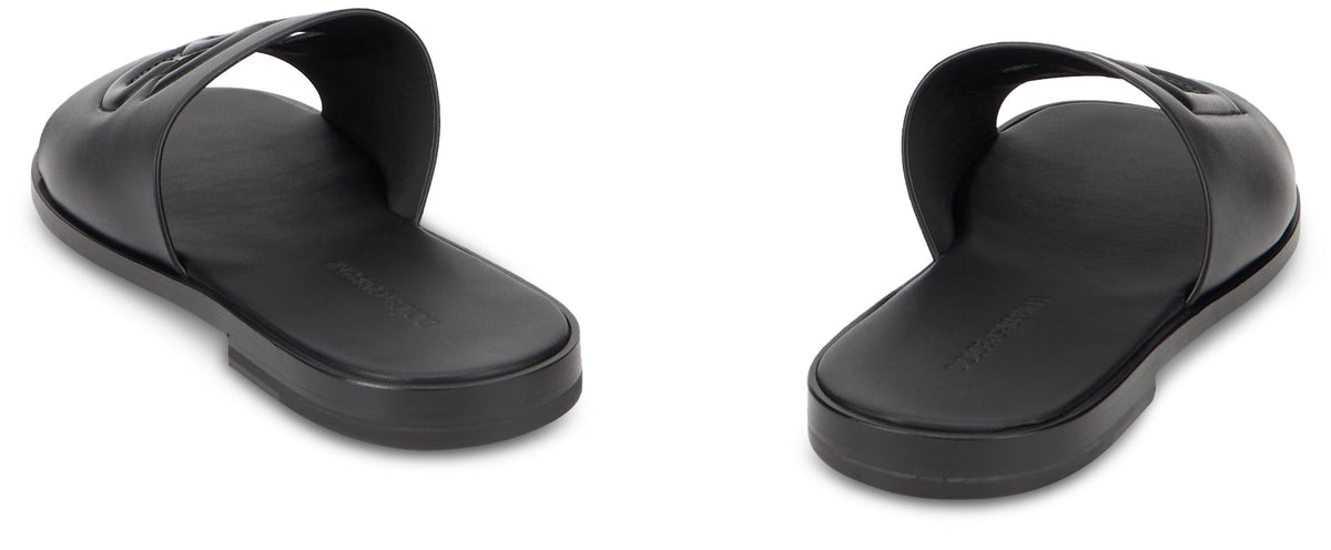 Leather slippers with logo RTW