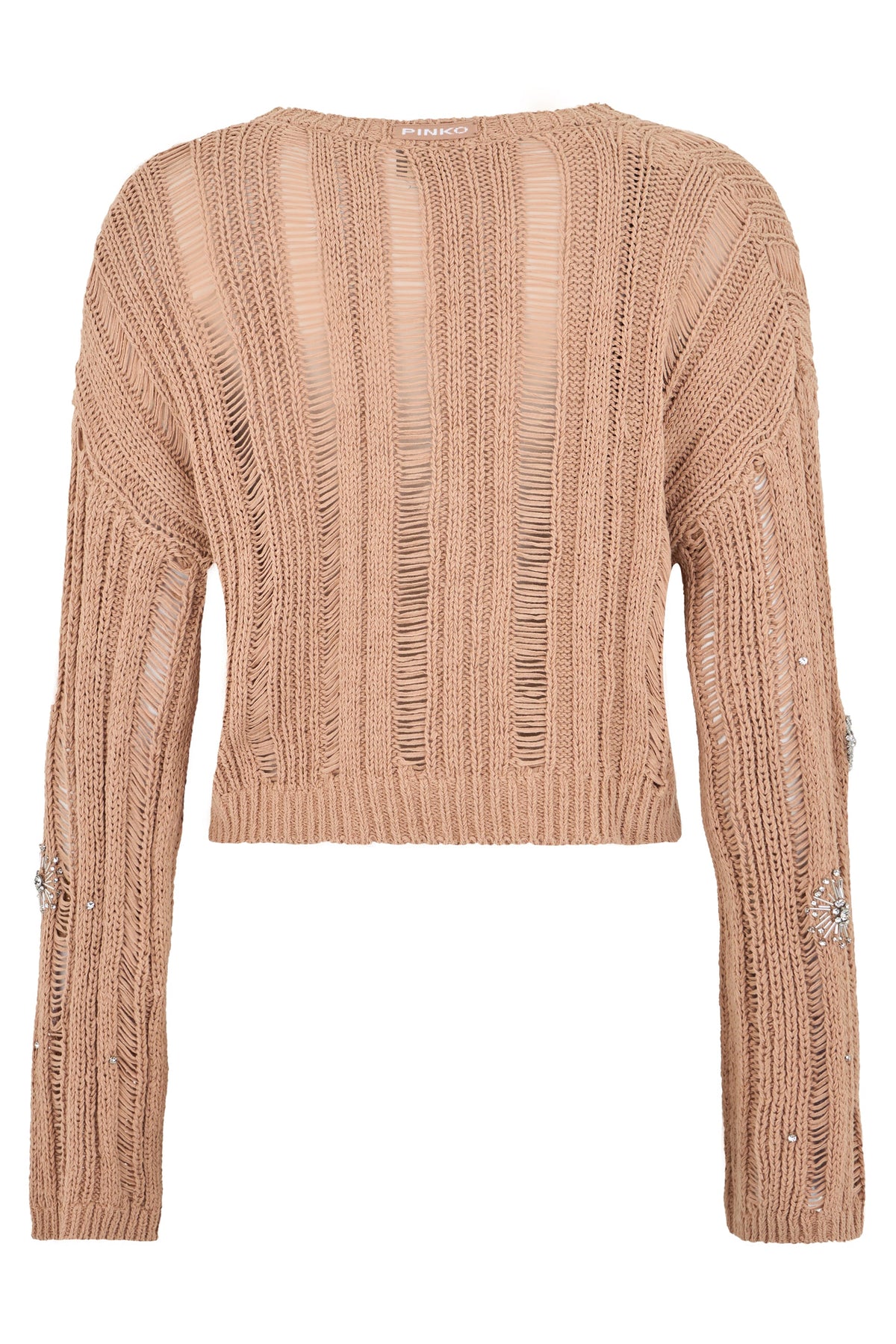 Short sweater in cotton blend with rhinestones RTW