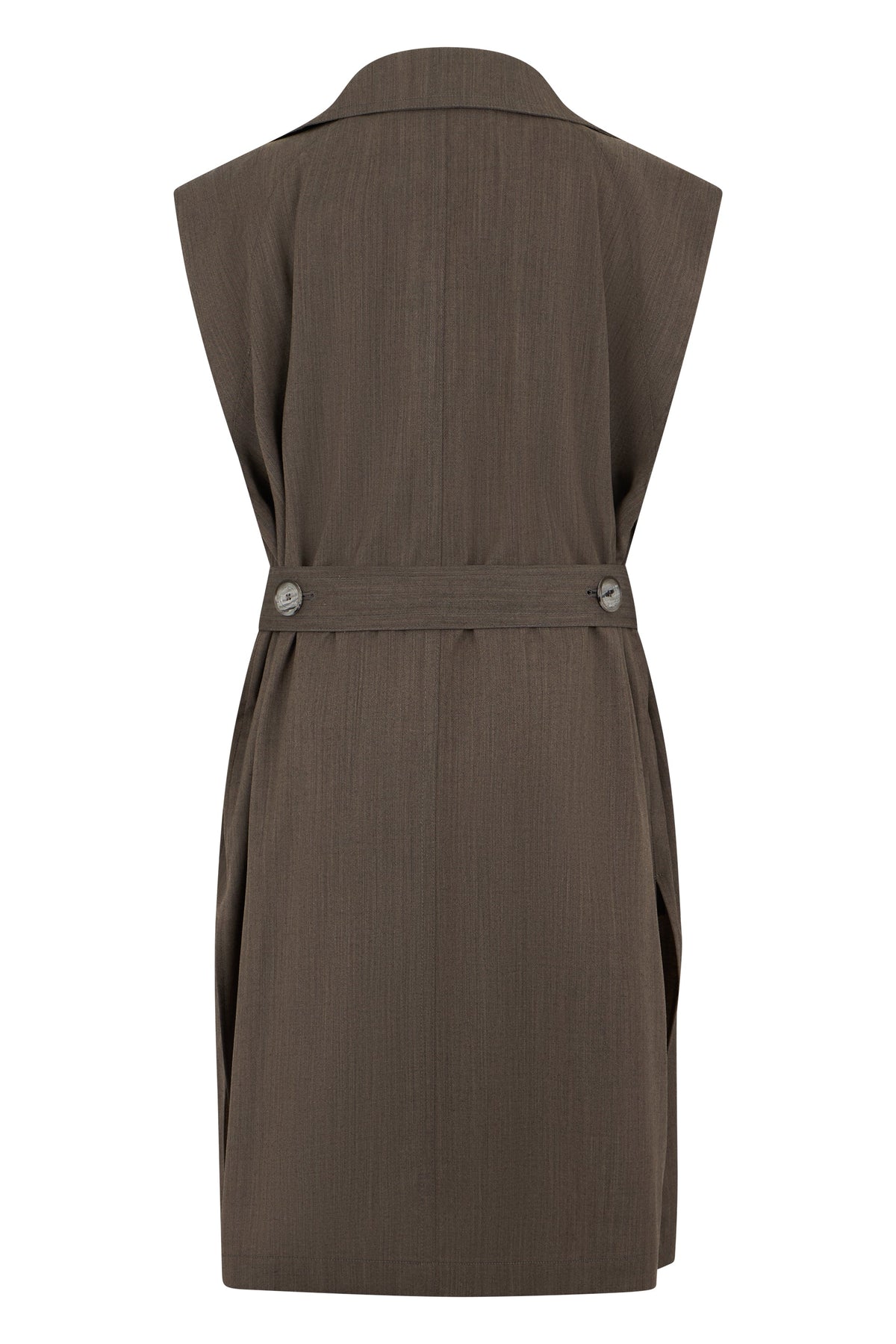 Sleeveless coat in fresh wool with belt ACC