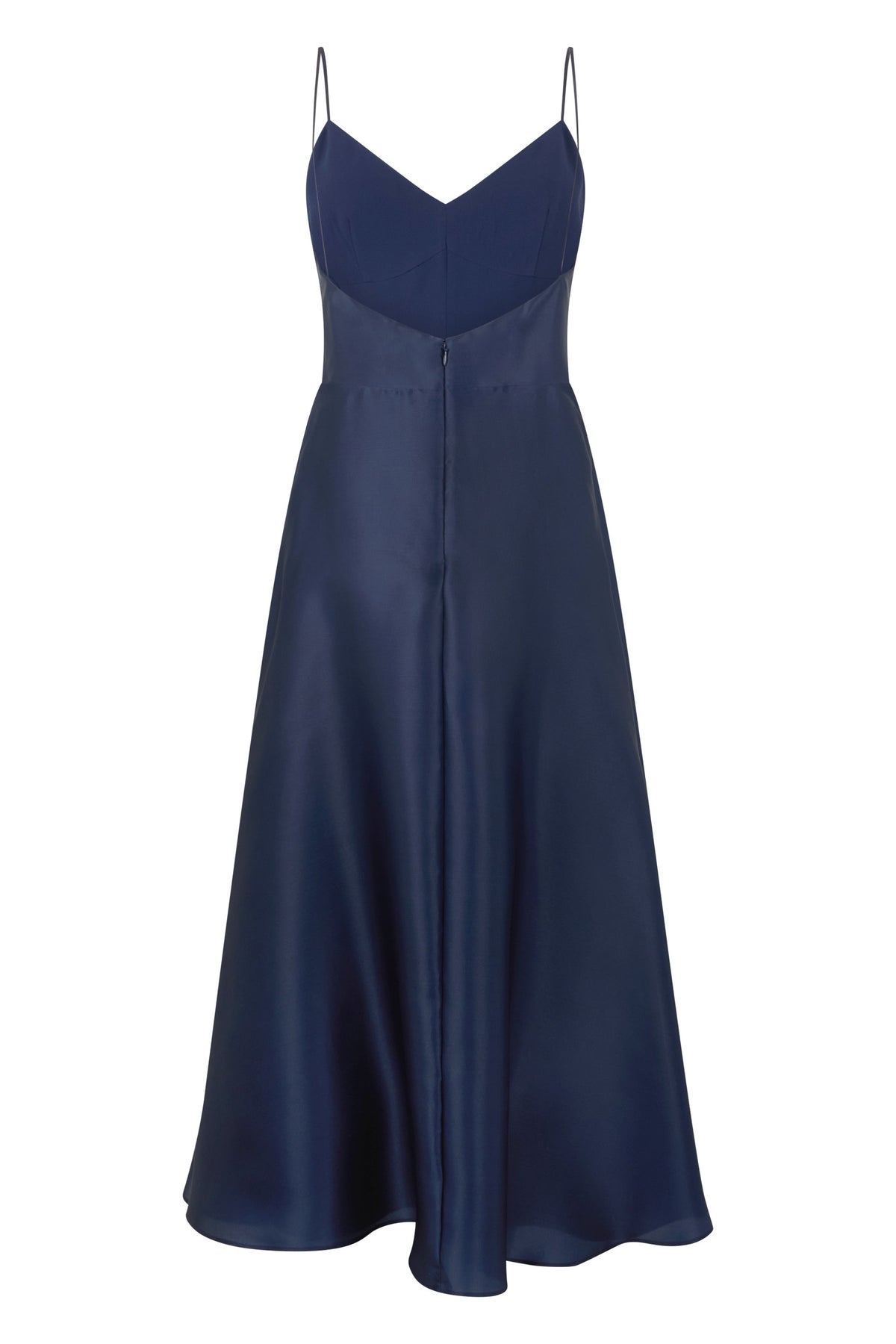 Long dark blue dress with elegant neckline RTW
