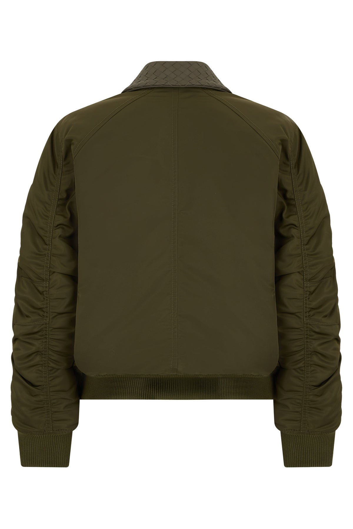 Bomber jacket with woven leather inserts RTW