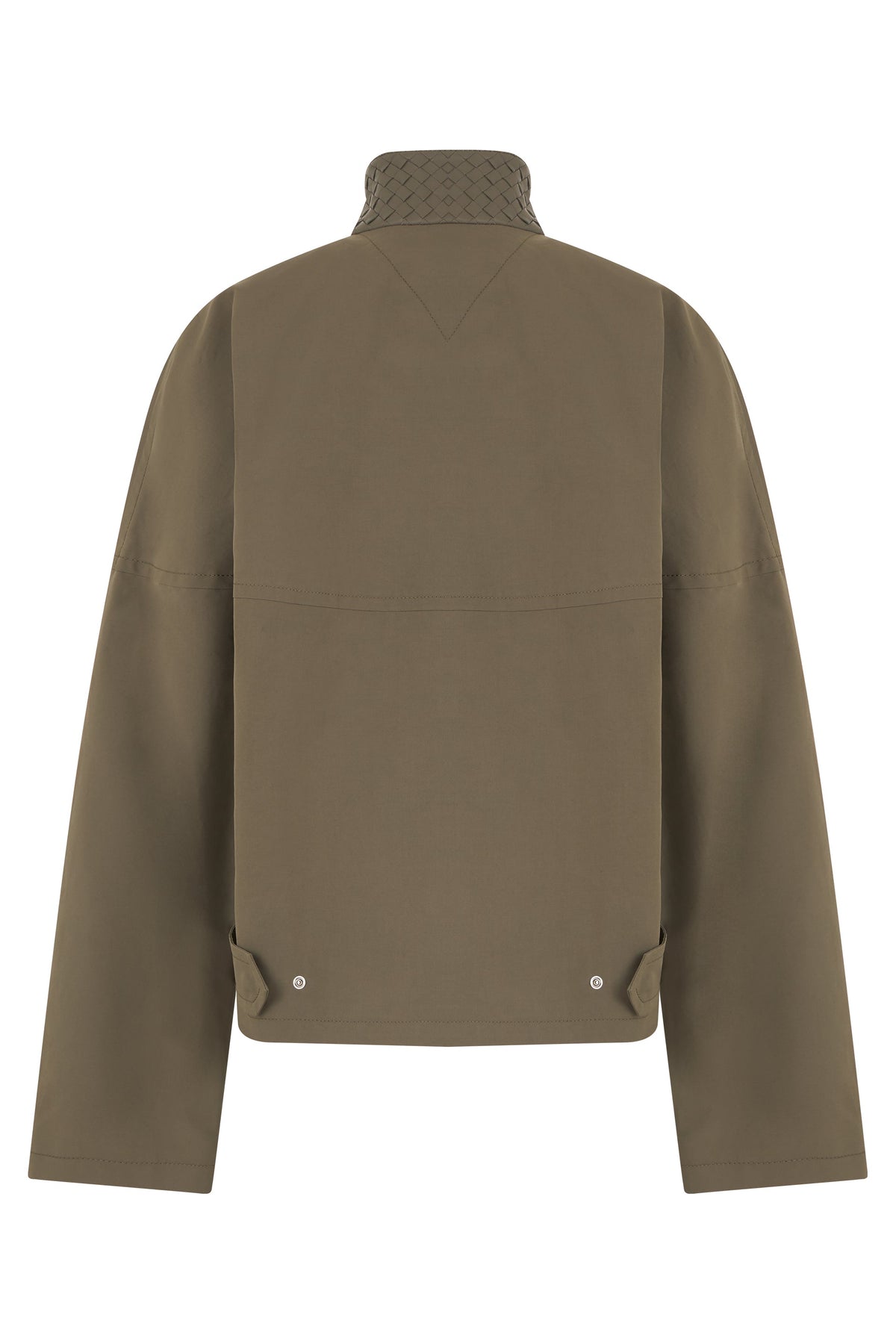 Cotton jacket with braided leather collar RTW
