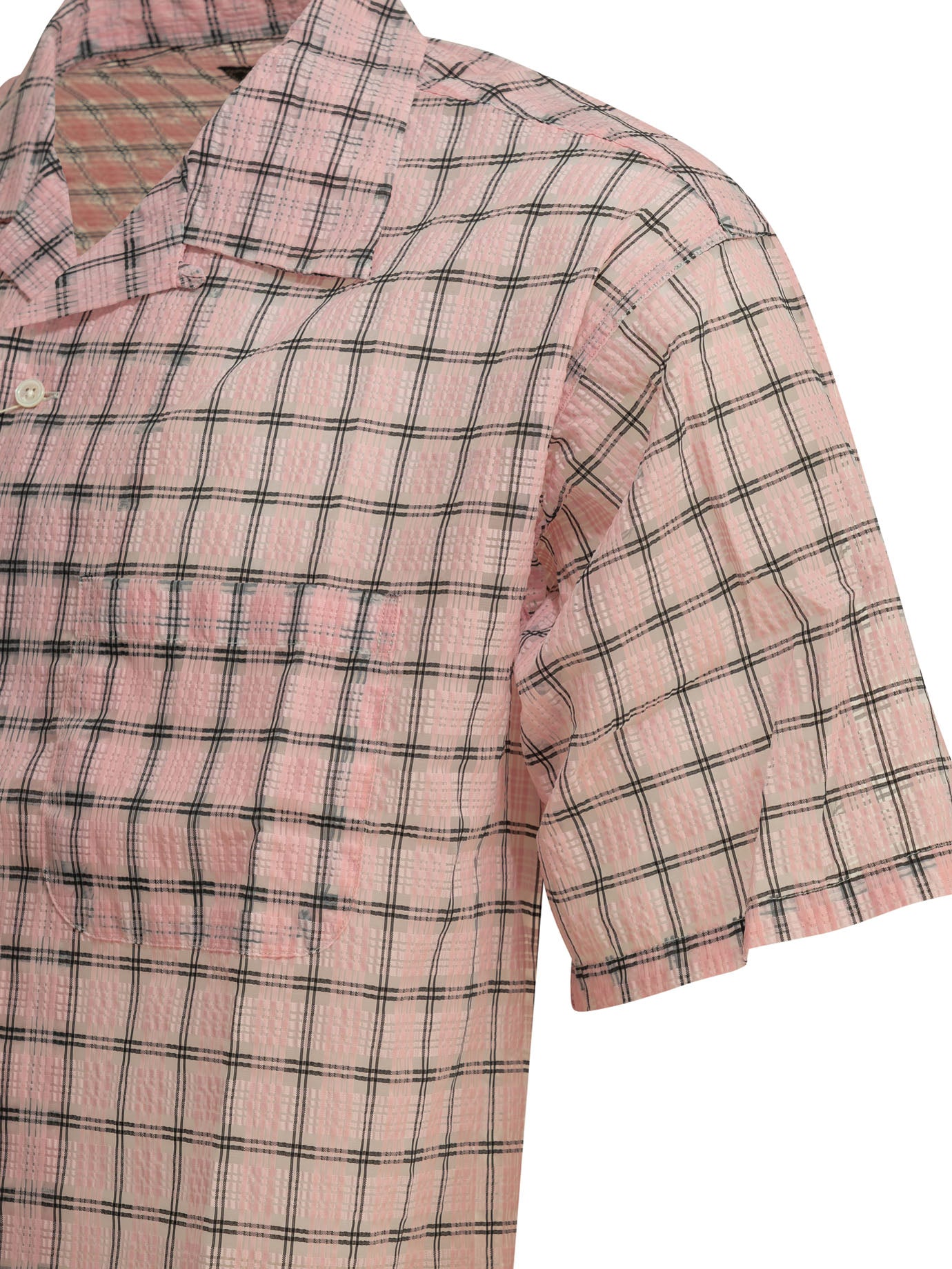 "Open Collar Nylon Airy Plaid" Casual Shirt Shirts