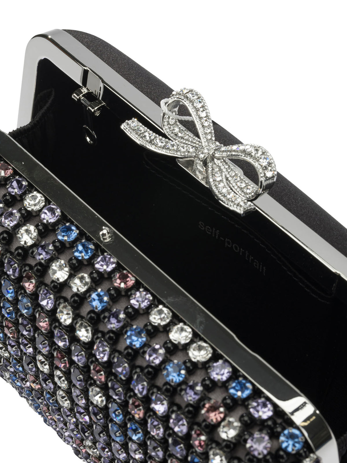 Multi-crystal knit clutch bag Clutches