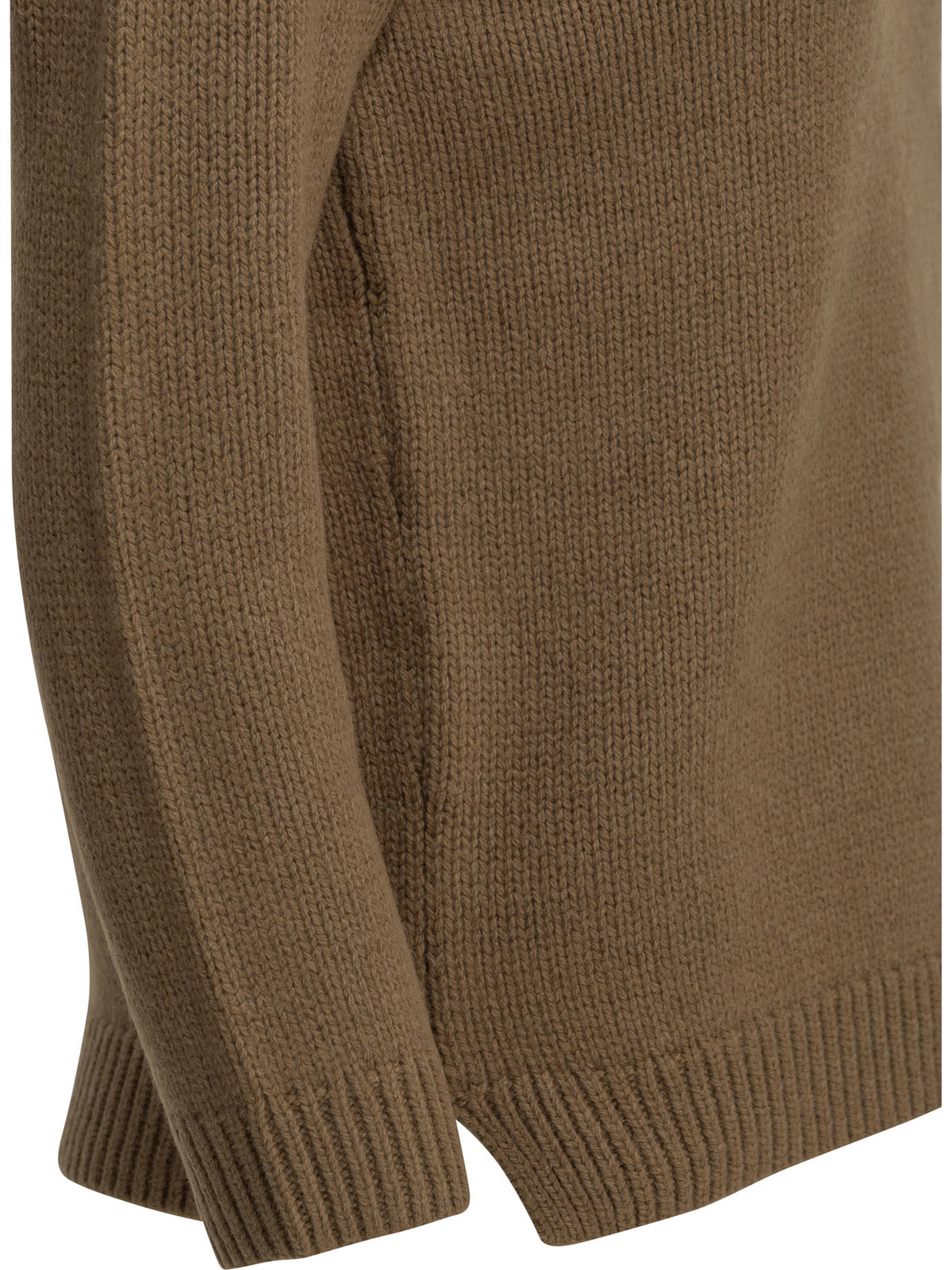 Camel-colored crew-neck sweater Knitwear