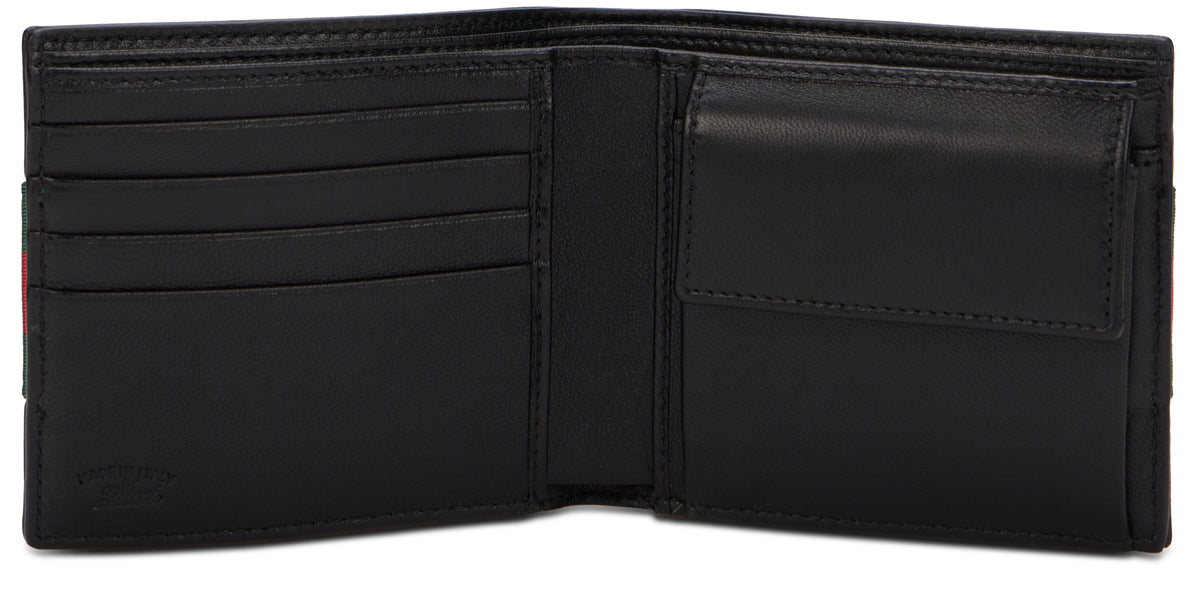 Bi-fold wallet Web Trademark in leather ACC