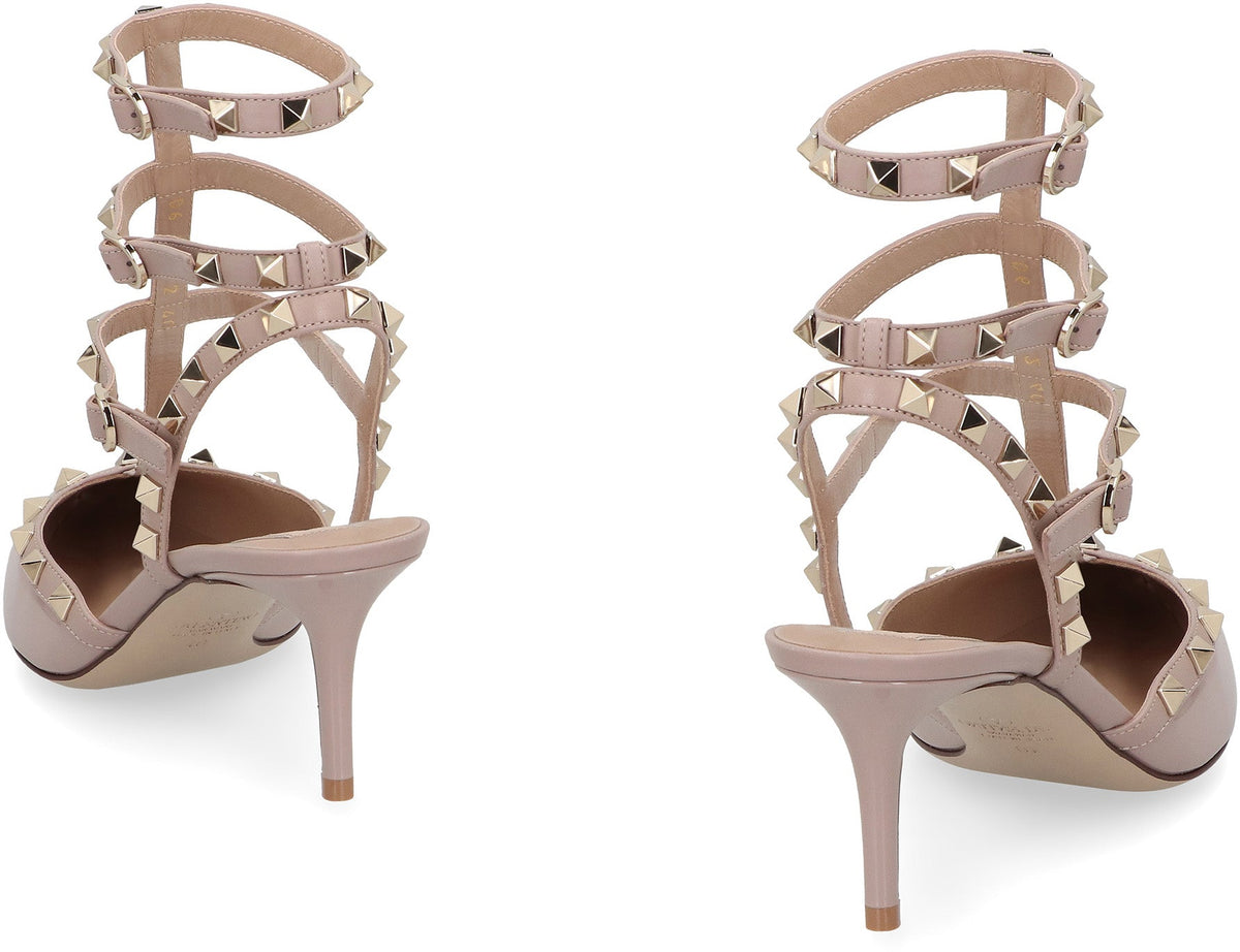 Valentino Garavani Rockstud Patent leather slingback pumps