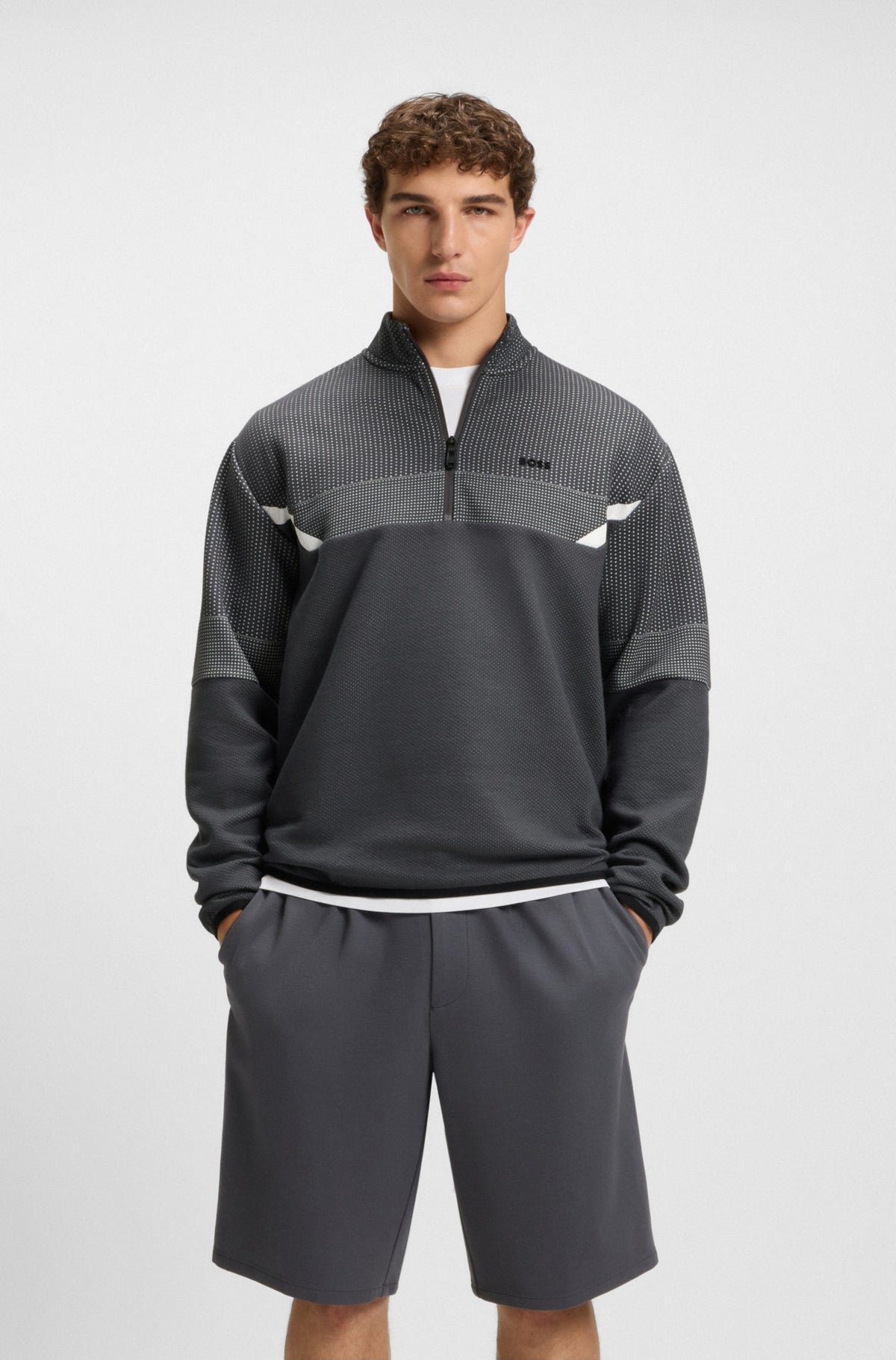 Sweatshirt in cotton blend with high collar and zip RTW