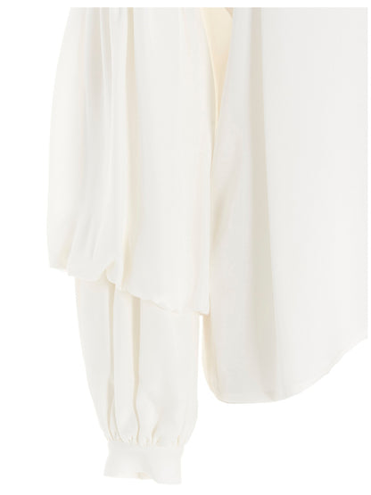 Puff-sleeve silk shirt Shirt, blouse