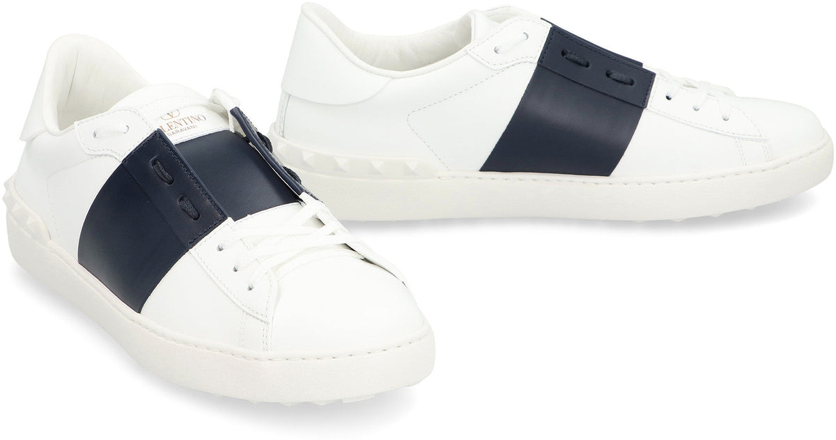 Open leather low-top sneakers SHOES