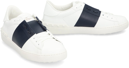 Open leather low-top sneakers SHOES