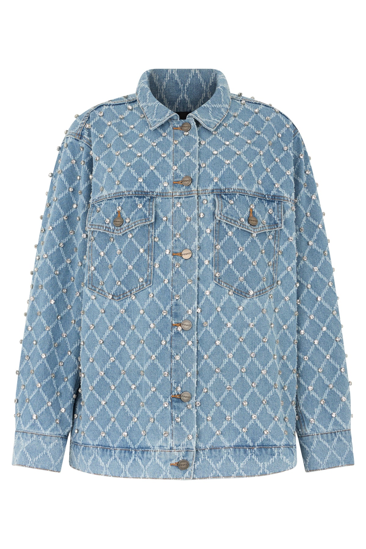Denim jacket made of cotton with rhinestones RTW