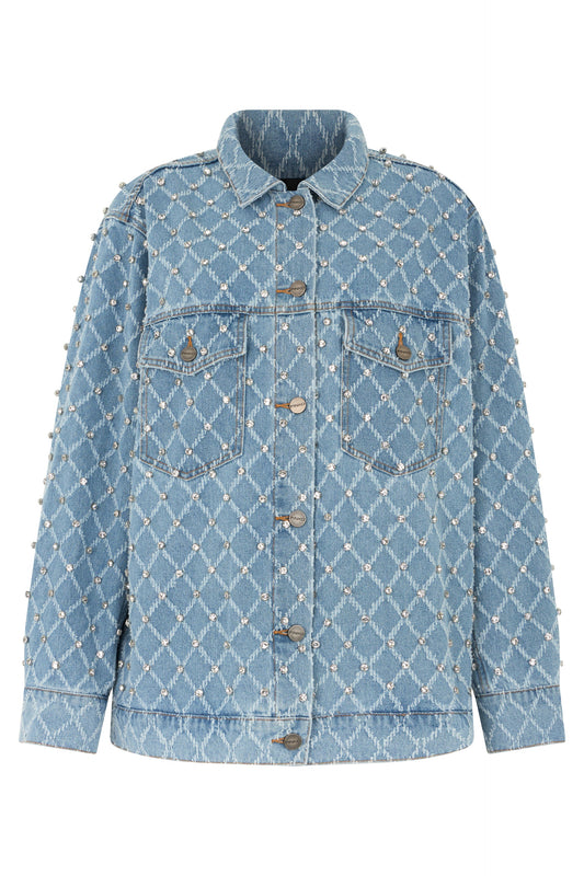 Denim jacket made of cotton with rhinestones RTW