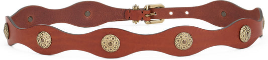 Etro Leather belt with jewel studs