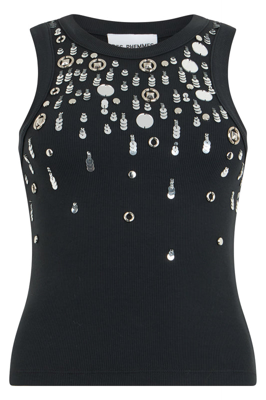 Cotton tank top with crystals RTW