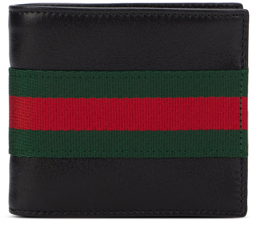 Bi-fold wallet Web Trademark in leather ACC
