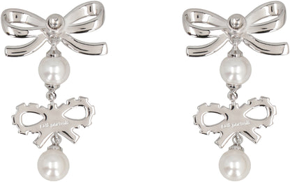 Self-Portrait Double Bow Pearl Earrings