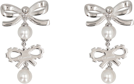 Self-Portrait Double Bow Pearl Earrings