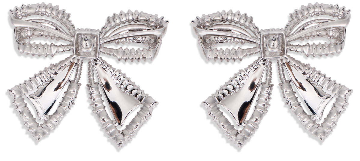 Self-Portrait Bow earrings with crystals