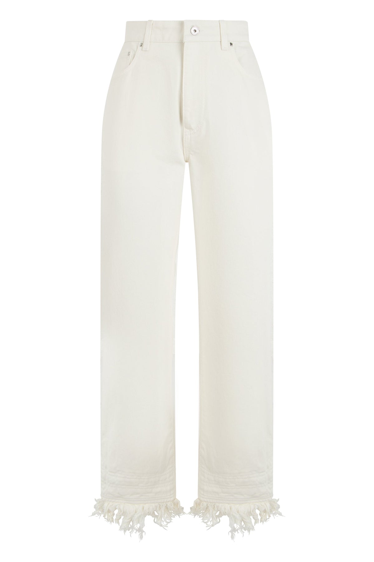 Straight jeans in cotton with fringes RTW