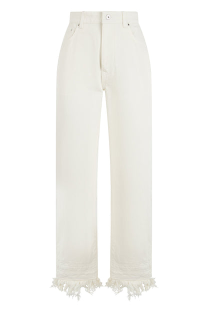 Straight jeans in cotton with fringes RTW