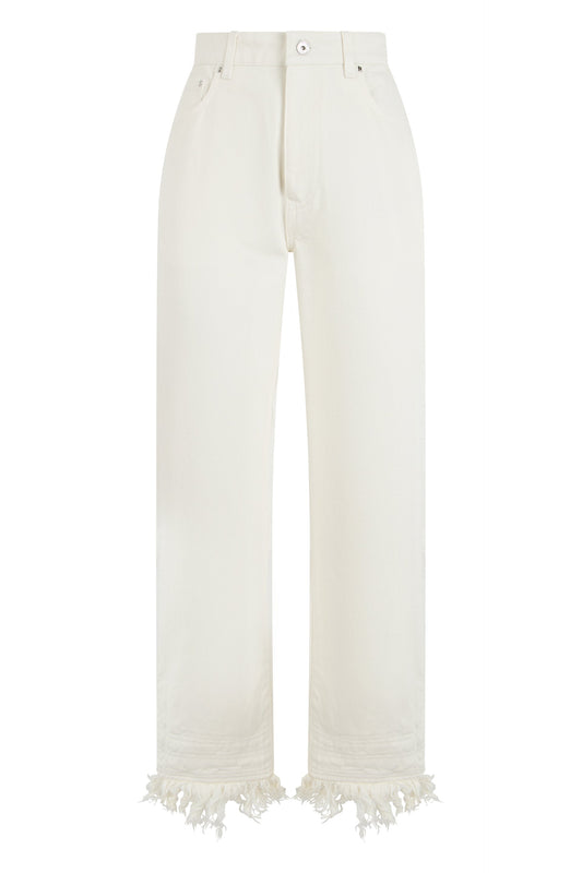 Straight jeans in cotton with fringes RTW