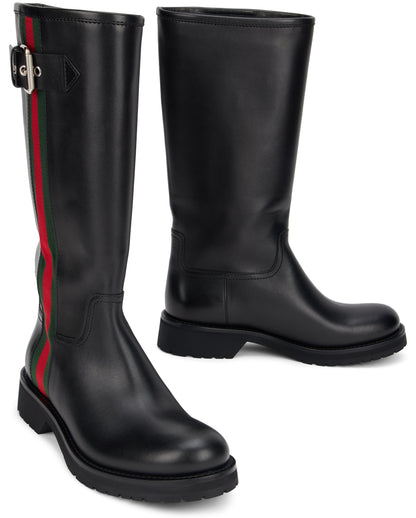 High boots with web band SHOES