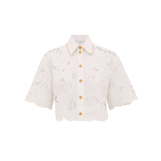 Zimmermann Mahon embroidered crop shirt