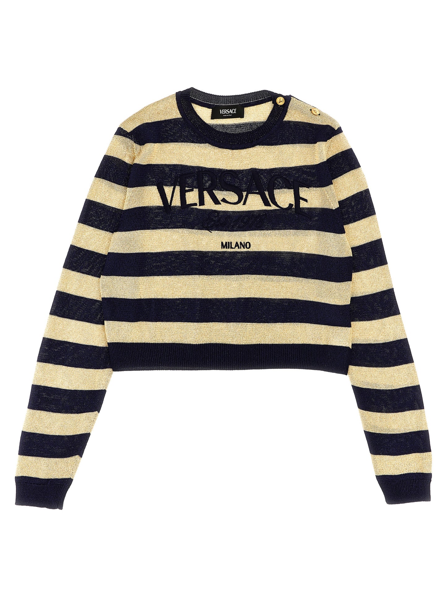 Lurex striped sweater with logo embroidery Sweater, cardigans